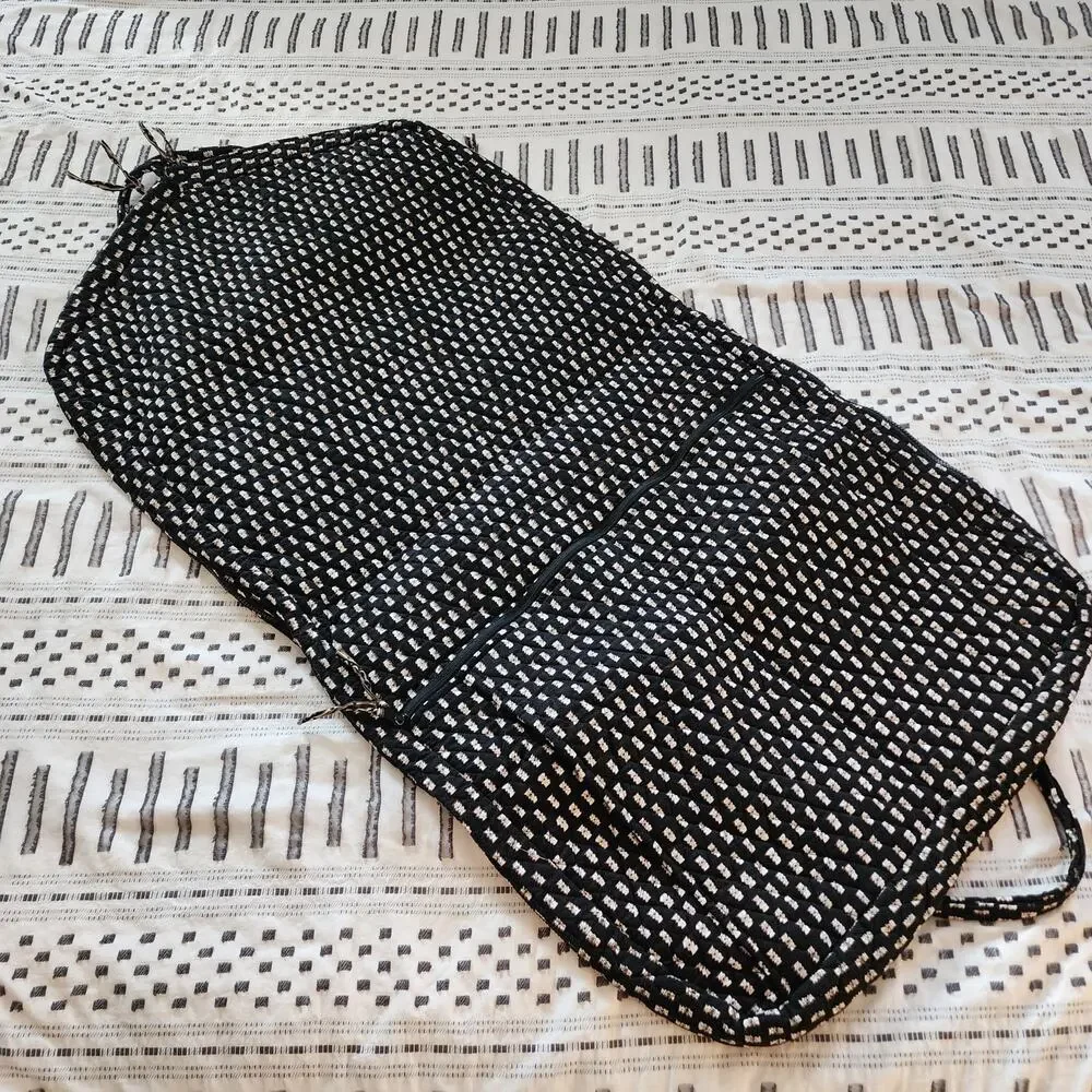 Vintage Vera Bradley Zebra Hanging Garment Bag Black Quilted Dual Handle Retired